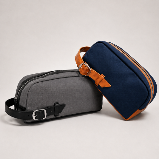 Travel toiletry bag – canvas & synthetic leather dopp kit additional view