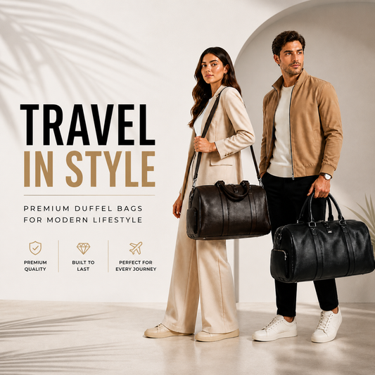 Premium synthetic Leather Duffel Bag – Travel & Weekender Carry (Shoe Compartment)