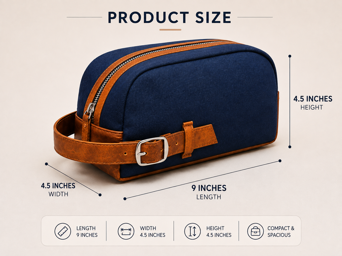 Travel toiletry bag – canvas & synthetic leather dopp kit additional view