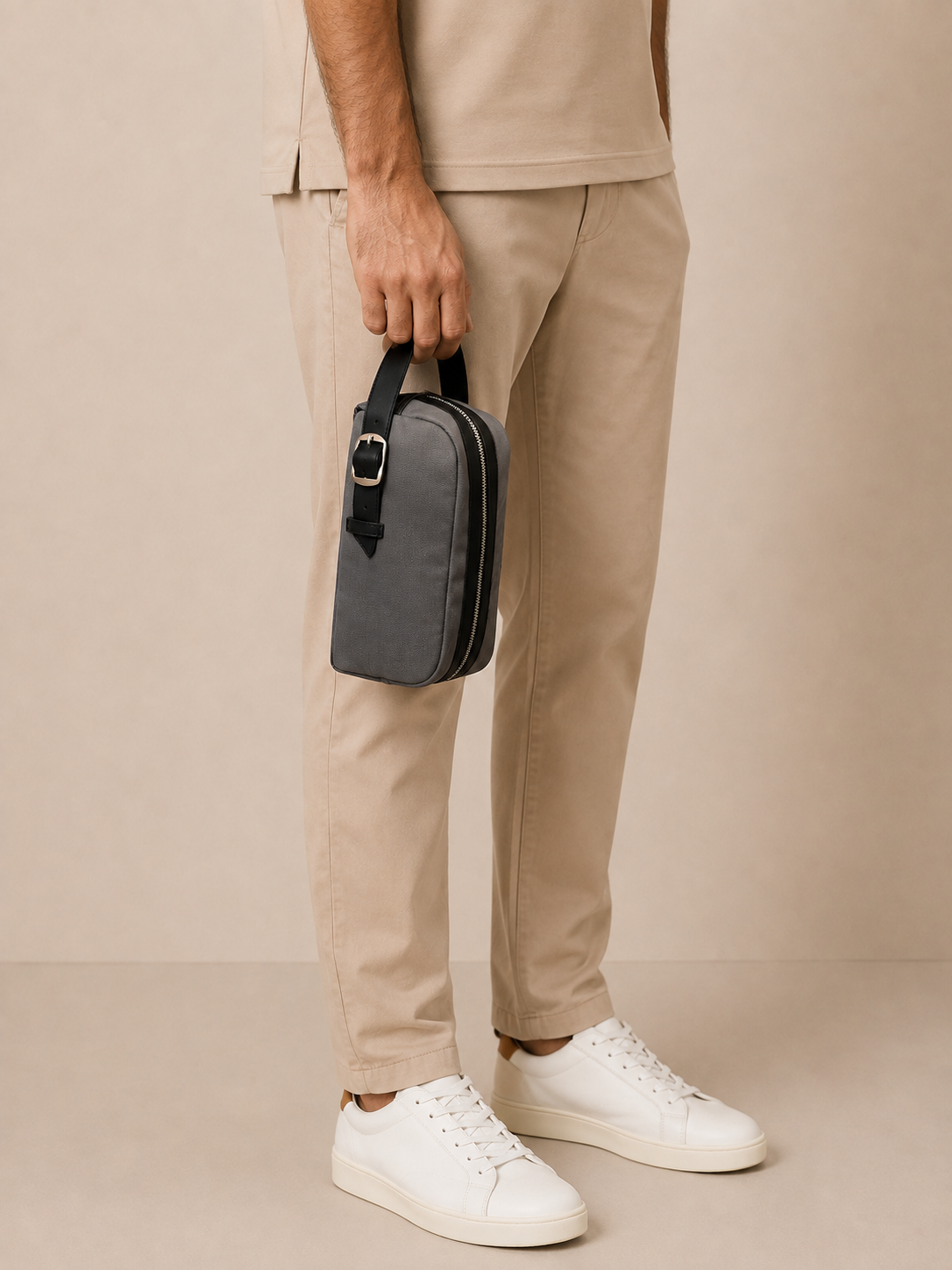 Travel toiletry bag – canvas & synthetic leather dopp kit additional view