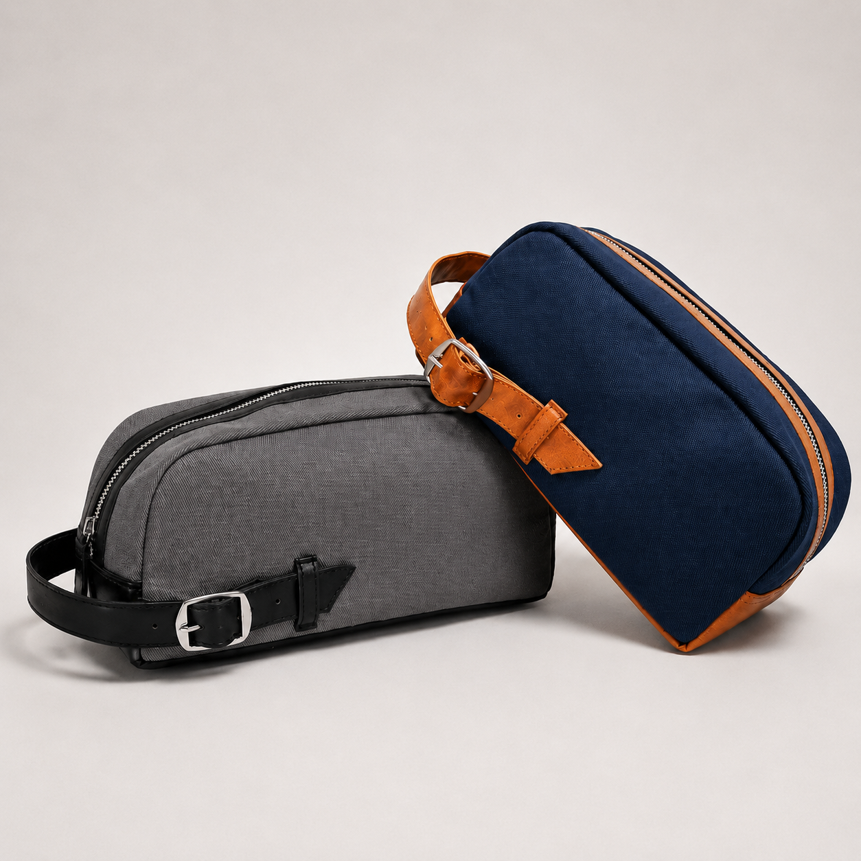 Travel toiletry bag – canvas & synthetic leather dopp kit additional view