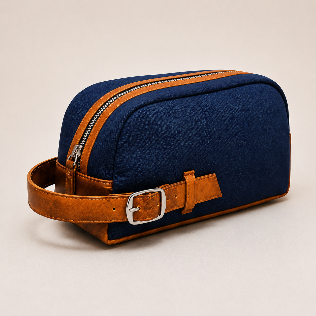 Travel toiletry bag – canvas & synthetic leather dopp kit additional view