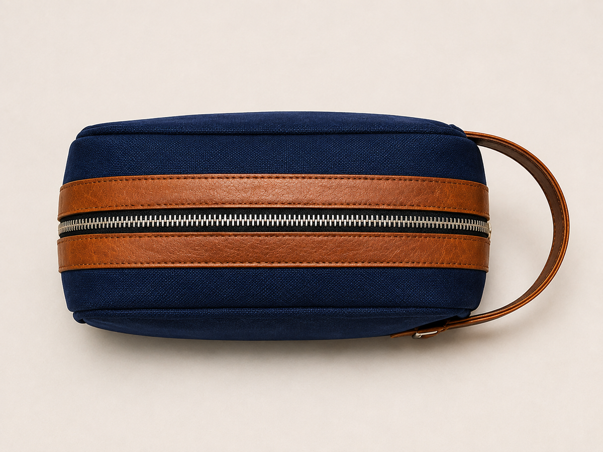 Travel toiletry bag – canvas & synthetic leather dopp kit additional view