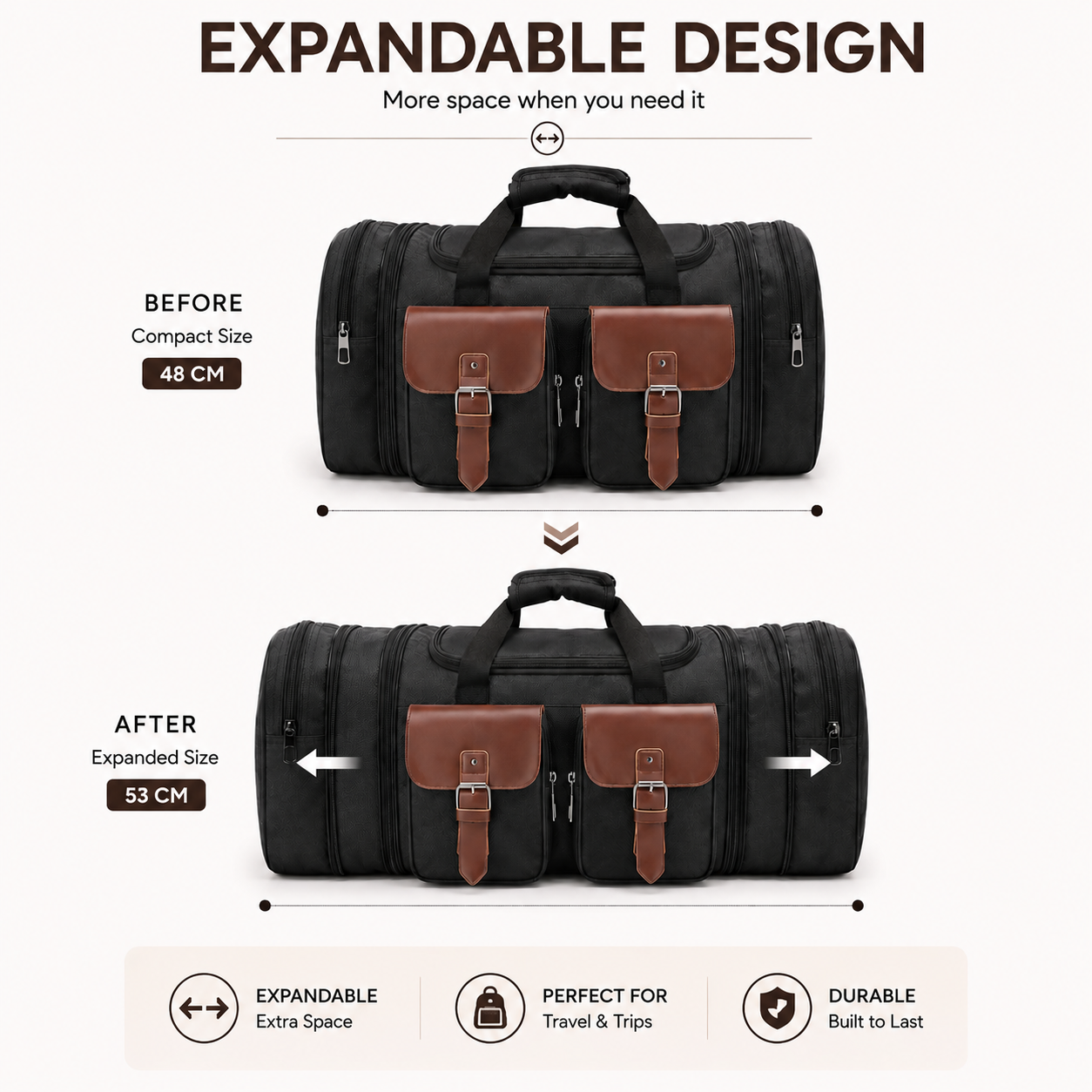 Luxury Expandable Travel Bag With Trolley Sleeve