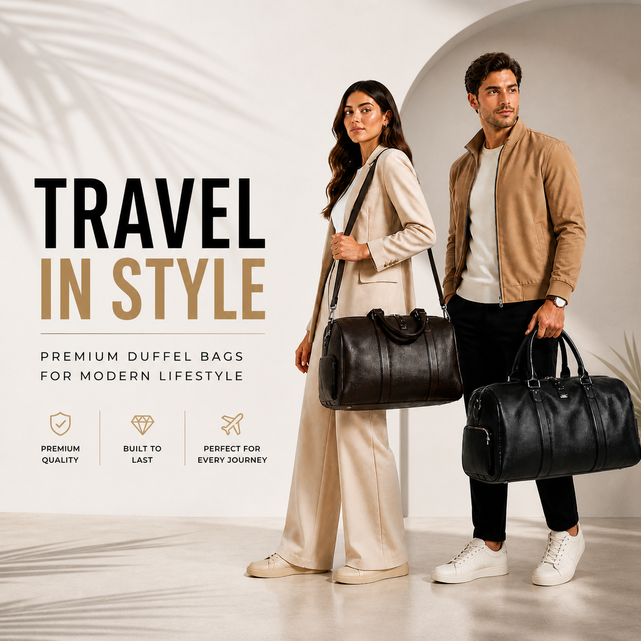 Premium synthetic Leather Duffel Bag – Travel & Weekender Carry (Shoe Compartment)