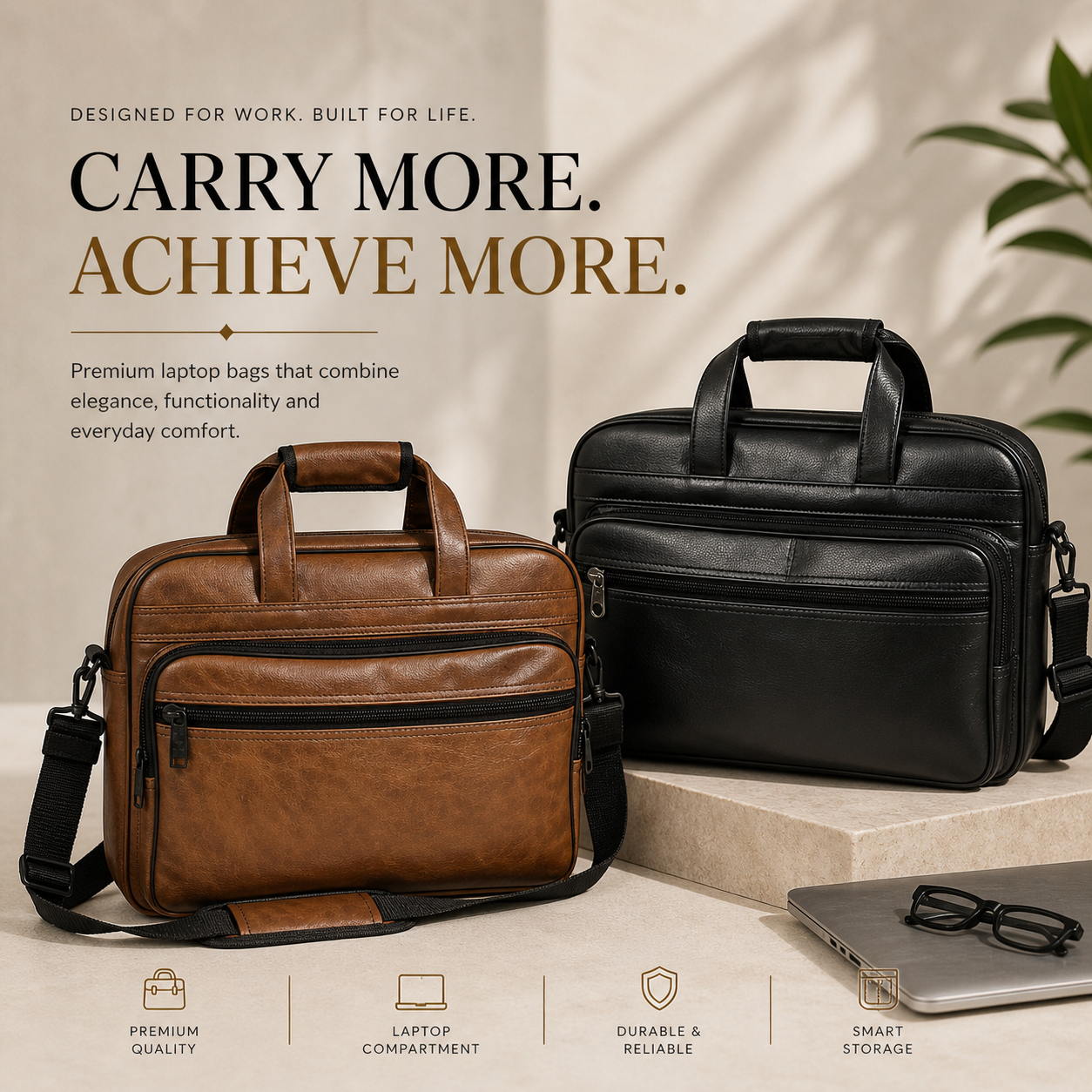 synthetic Leather 14 inch Laptop Business office Bag