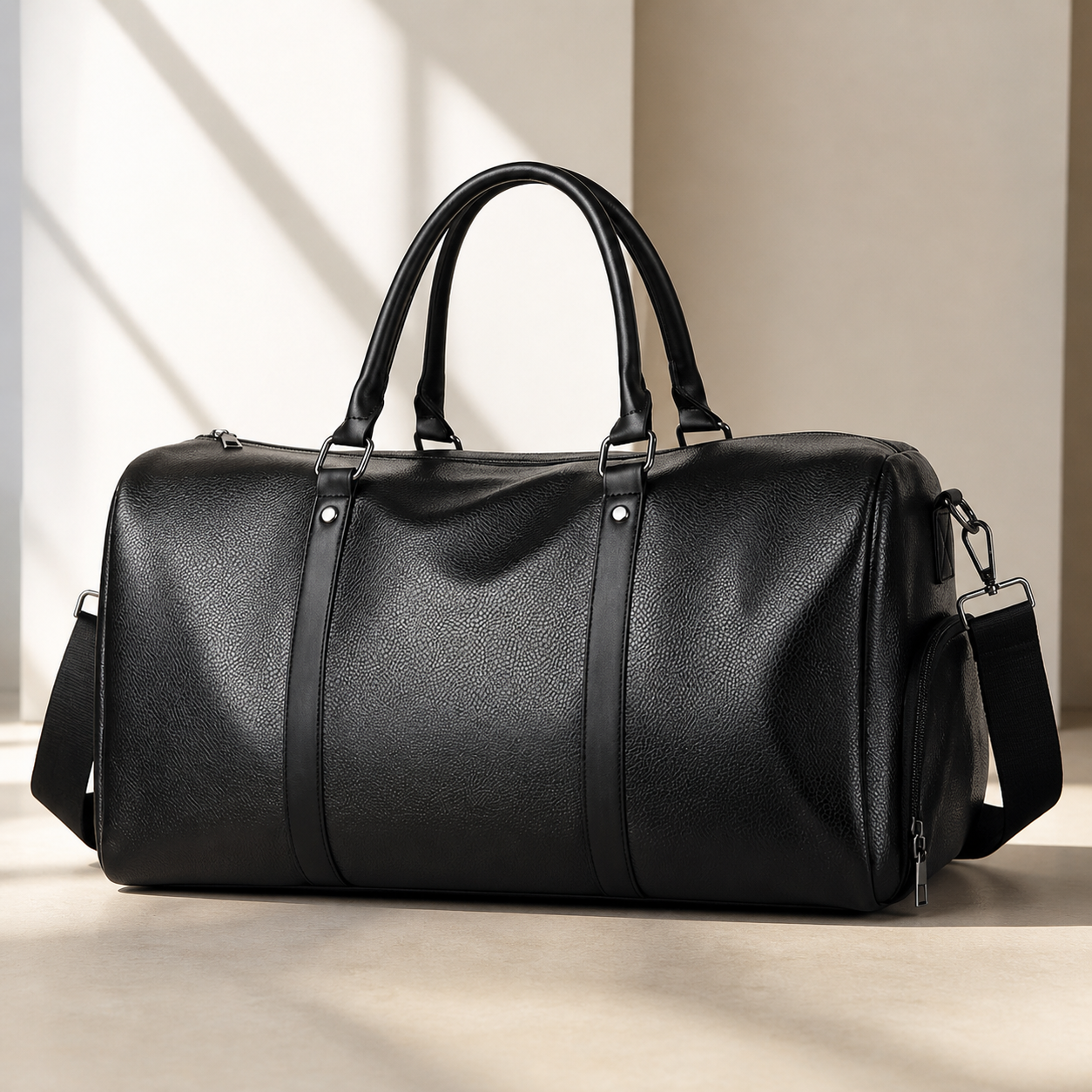 Premium synthetic Leather Duffel Bag – Travel & Weekender Carry (Shoe Compartment)