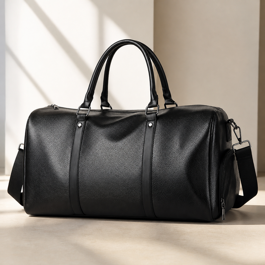 Premium synthetic Leather Duffel Bag – Travel & Weekender Carry (Shoe Compartment)