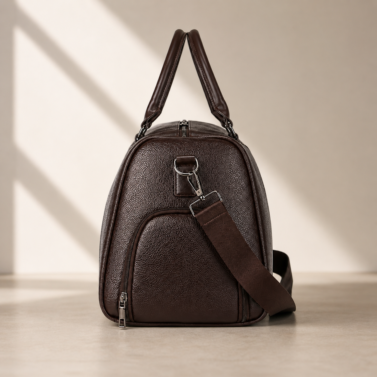 Premium synthetic Leather Duffel Bag – Travel & Weekender Carry (Shoe Compartment)