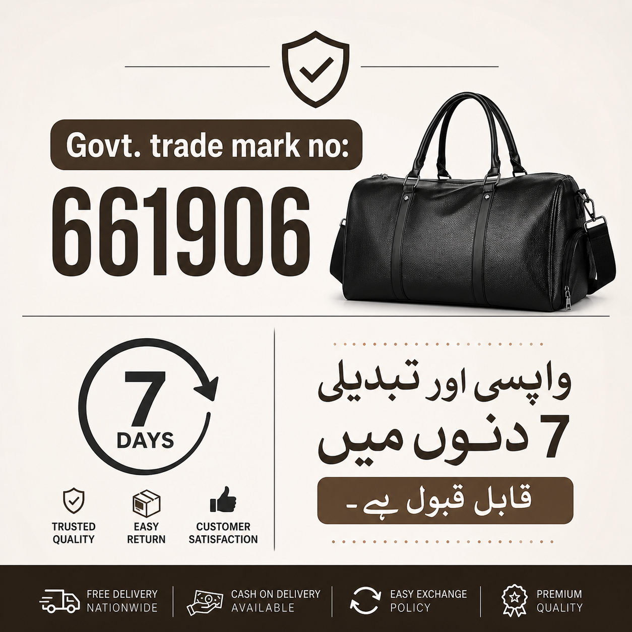 Premium synthetic Leather Duffel Bag – Travel & Weekender Carry (Shoe Compartment)