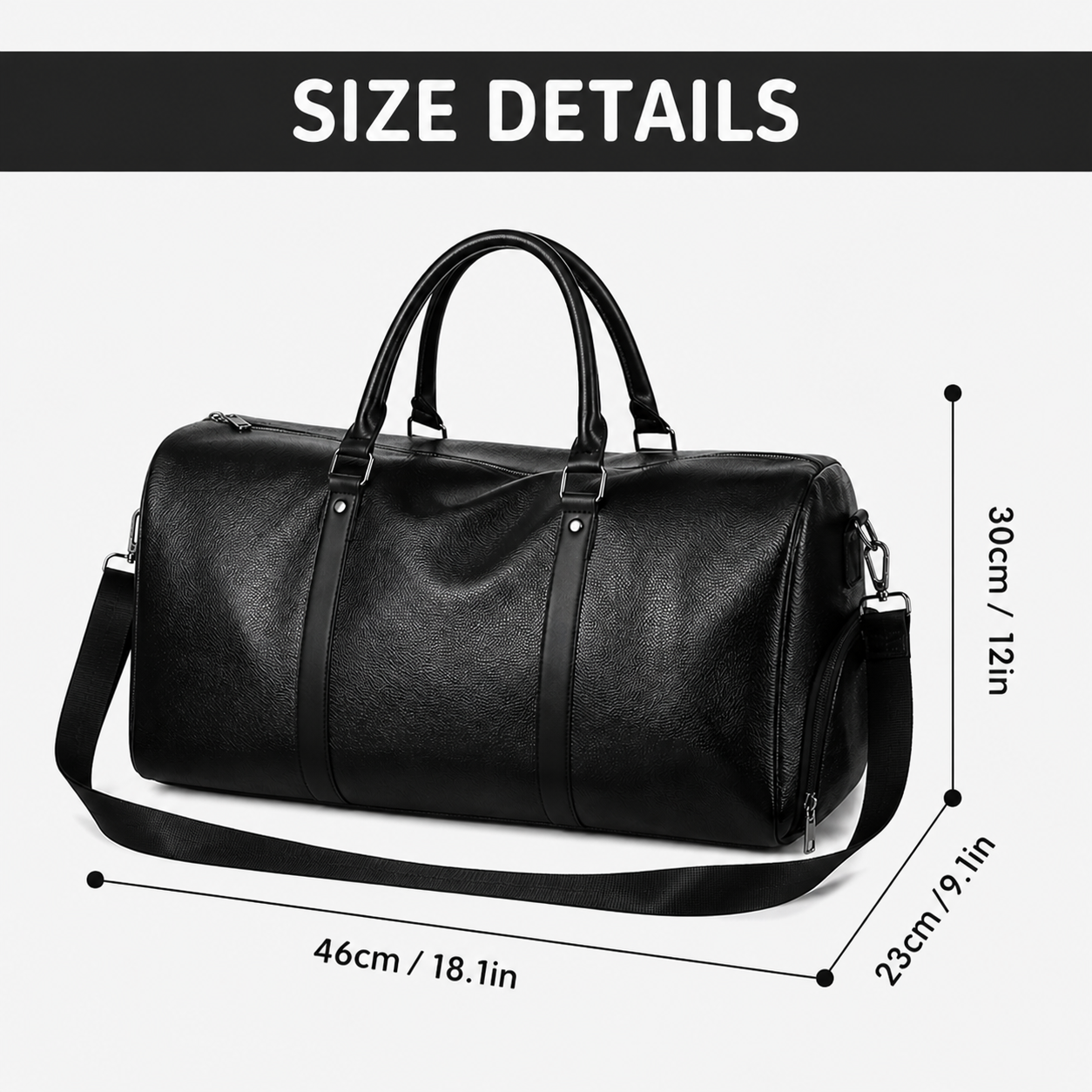 Premium synthetic Leather Duffel Bag – Travel & Weekender Carry (Shoe Compartment)