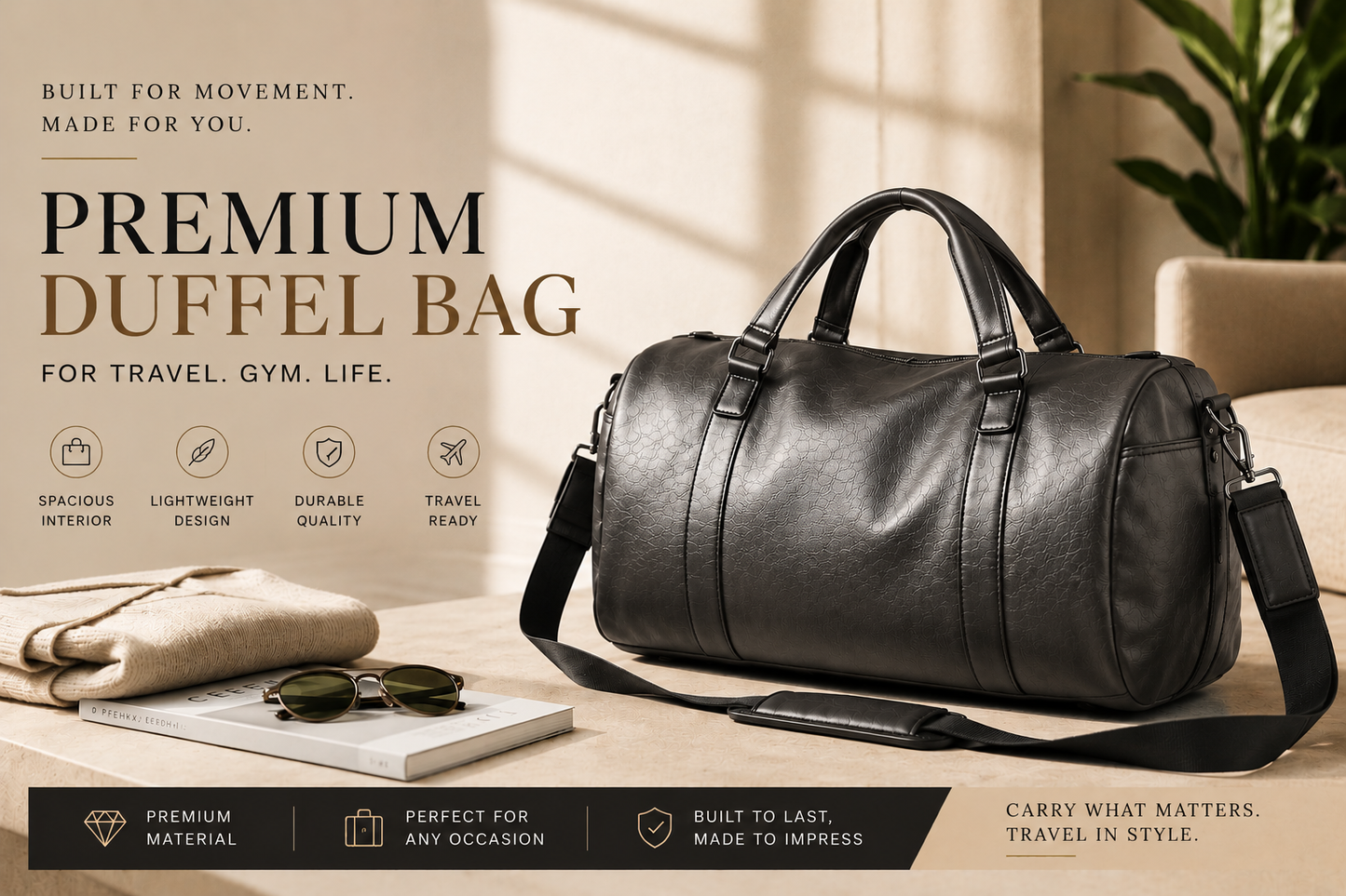 Duffel Bag For Travel, Gym & Weekend Trips