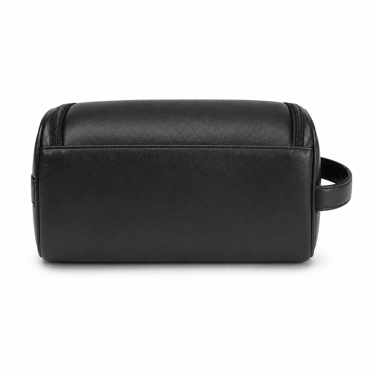 Premium Black synthetic Leather Toiletry Bag for Men & Women – Travel Dopp Kit Organizer with Double Zipper & Side Handle