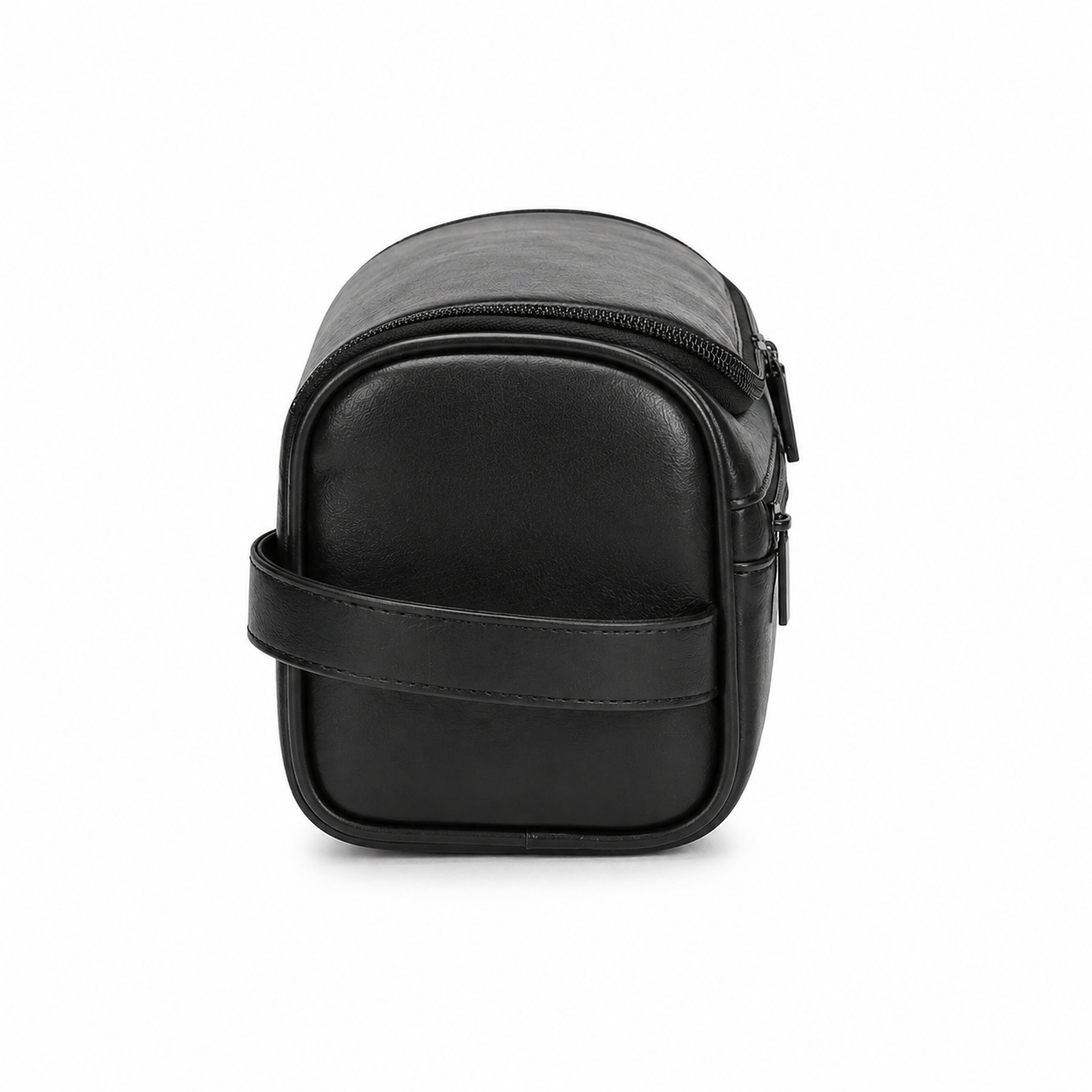 Premium Black synthetic Leather Toiletry Bag for Men & Women – Travel Dopp Kit Organizer with Double Zipper & Side Handle