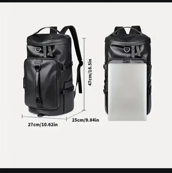 3-in-1 duffel backpack in black – side view