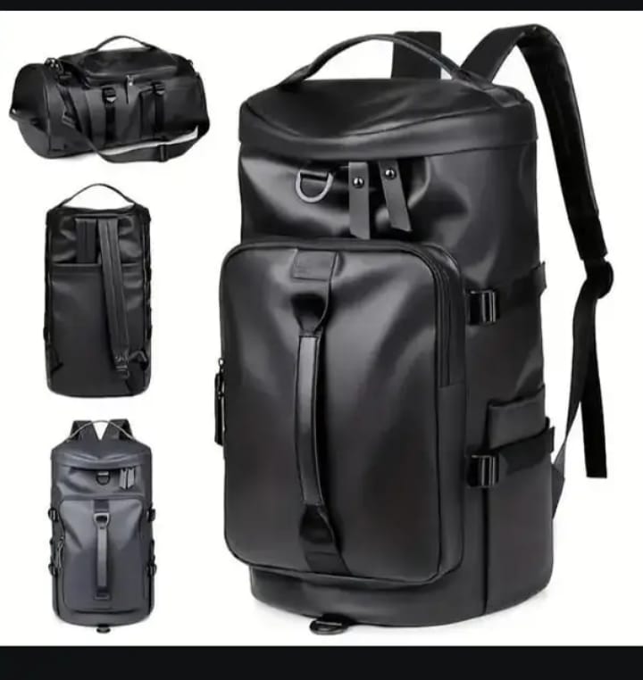 3-in-1 duffel backpack dimensions – 47cm height, 27cm width, 25cm depth, fits laptop