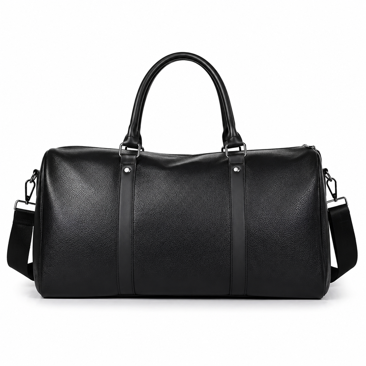 Premium Black synthetic  Leather Duffel Bag for Men & Women – Travel Weekender Bag with Shoulder Strap & Top Handles