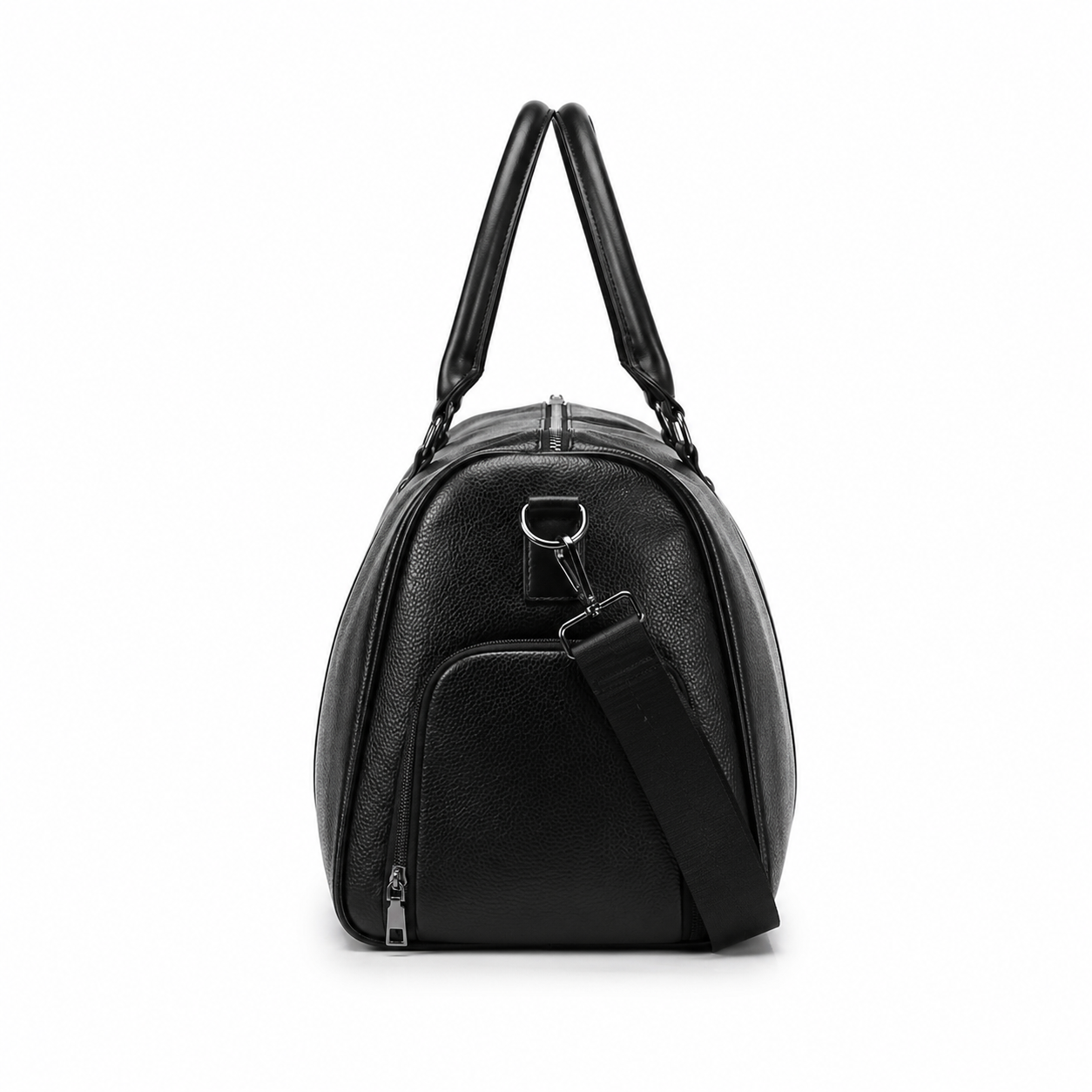 Premium Black synthetic  Leather Duffel Bag for Men & Women – Travel Weekender Bag with Shoulder Strap & Top Handles