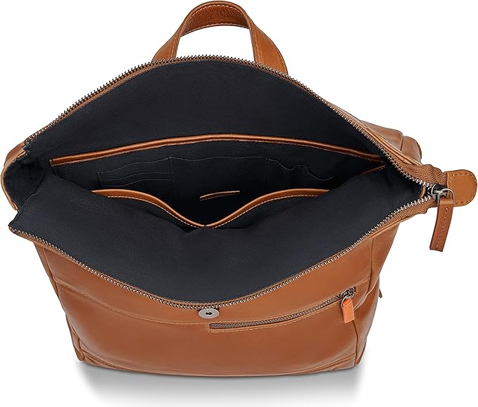 Glossy Black synthetic Leather Brown for Men & Women – Stylish Roll-Top Laptop Travel Bag